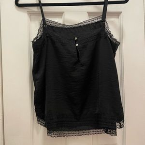 Abercrombie and Fitch black lace top with key hole back and lace trim